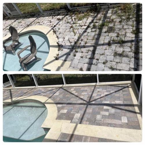 swimming pool surrounding cleaning before and after