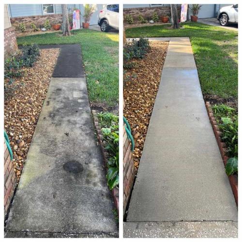 Side walk clean before and after